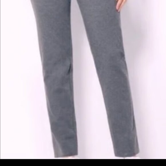 T by TALBOTS CHARCOAL HEATHER GRAY STRAIGHT ANKLE PULL ON KNIT PANTS S NWT - Picture 2 of 5